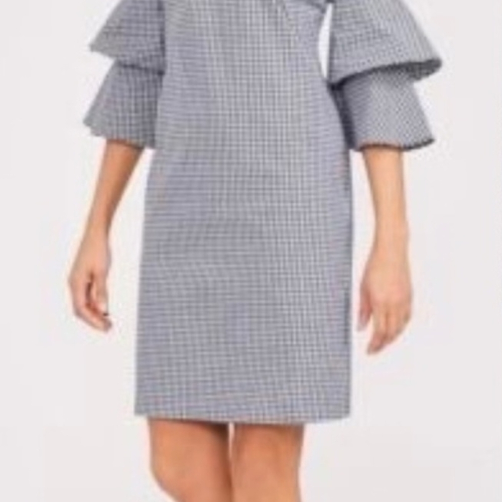 Chic Long Sleeve Blue Checkered J. McLaughlin‎  Dress Size S